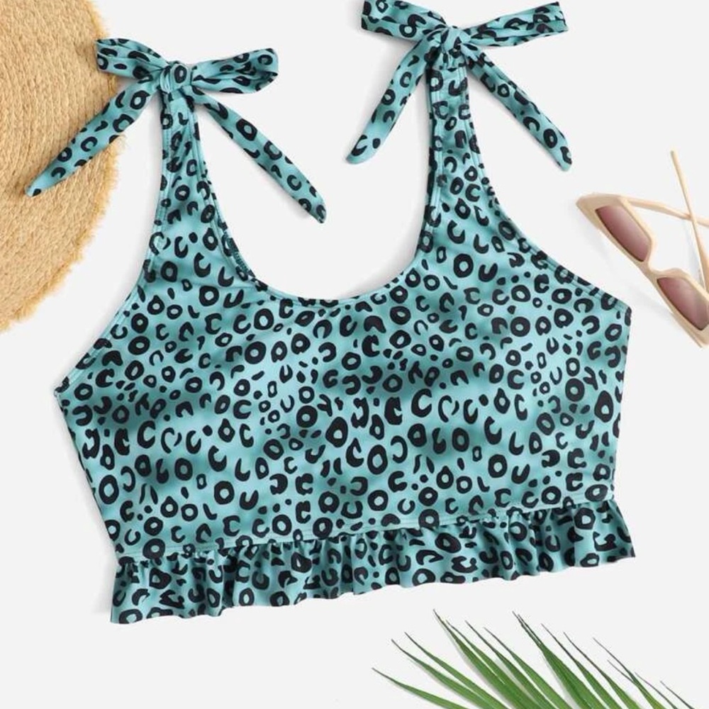 Blue Leopard Swim Top 0XL